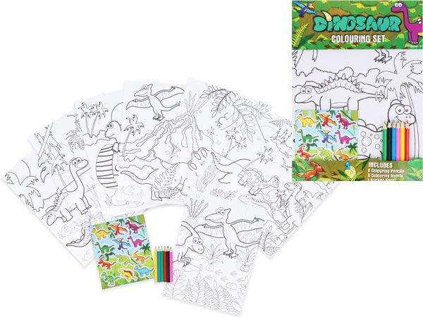 Dinosaur Colouring Set With Pencils And Stickers | S51842