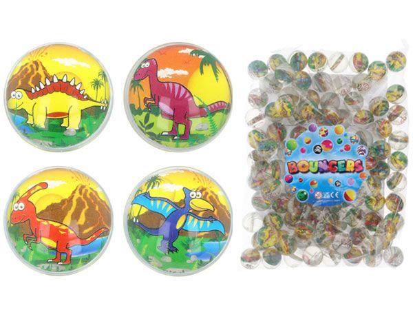 100x Mixed 33mm Dinosaur Bouncy / Jet Balls   zzz | T27104