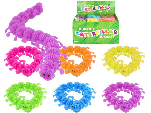 36x Stretchy Caterpillar Braclets In 6 Colours