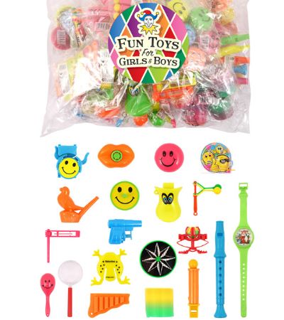 100pk Assorted Lucky Dip / Party Bag Filler Toys, 20 Assorted Designs