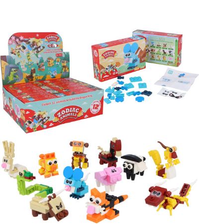 12x Zodiac Animal Kingdom Building Block Kits In Counter Display | T65298