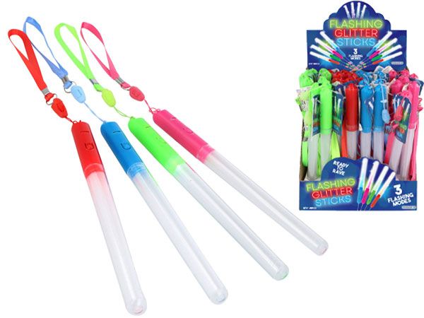 48x Flashing Glitter Flashing Light Up Sticks With 3 Flashing Modes