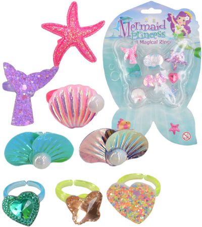 Mermaid Princess 8 Piece Ring Set