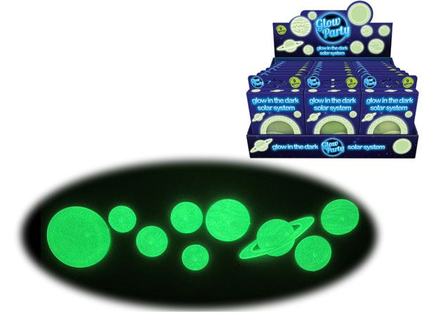 24x Glow Party Glow In The Dark Solar System In Counter Display