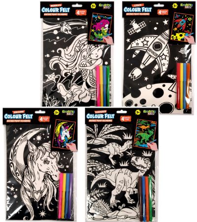 12x Kreative Kids Colour In Velvet Art In Assorted Designs