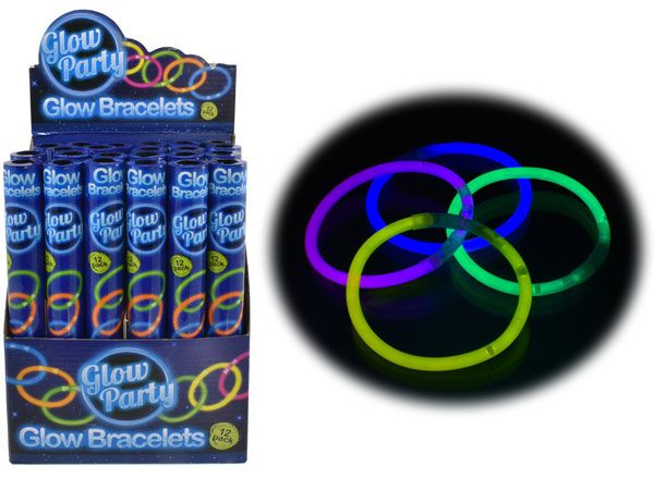 24x 12pc Glow Party Glowing Bracelets In Counter Display