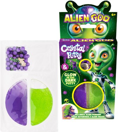Glow In The Dark Alien Goo Crystal Putty With Alien Pendant