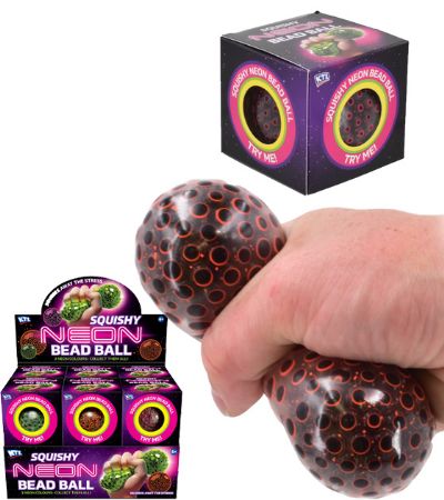 12x Squishy Neon Bead Ball In Counter Display
