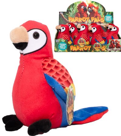 Display Of 12x Plush Parrot Pals