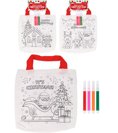 Colour Your Own Christmas Canvas Tote Bag | W30784