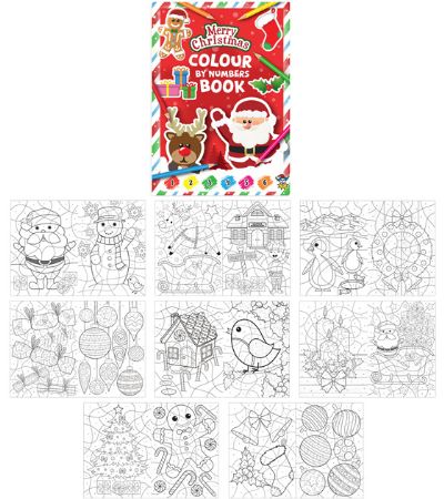48x Mini Christmas Colour By Numbers Book