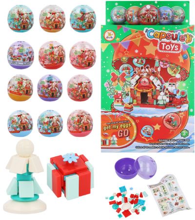 12x Christmas Building Block Kit In Capsule | W65457