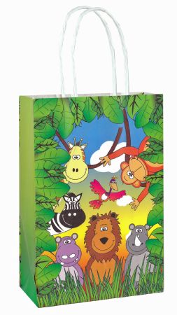 24pk Jungle Design Paper Party Bags, With Twist Handles