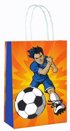 24pk Football Design Paper Party Bags, With Twist Handles