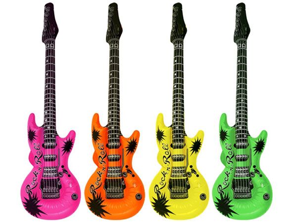 Inflatable 55cm Neon Guitar, Assorted Picked At Random