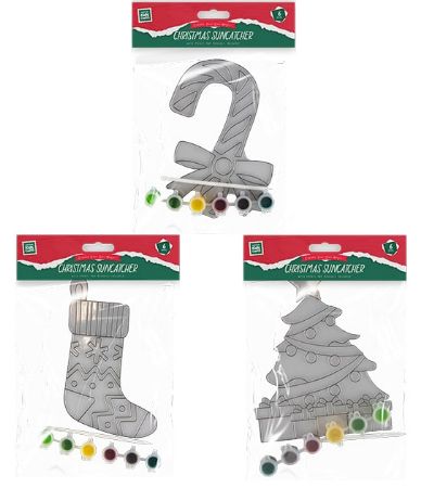 Santa Loves Kids Crafts - Christmas Suncatcher With Paint, Assorted Picked At Ra