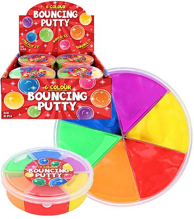 12x Bouncing Putty, 6 Tone Tub