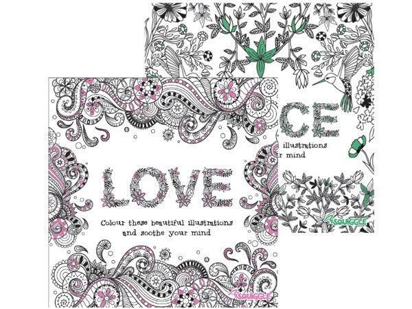 6x Squiggle Advanced Relaxing Colouring Book - Peace & Love Designs | P2939