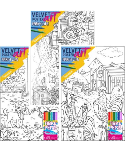 12x Squiggle Velvet Poster Art - Farm Life