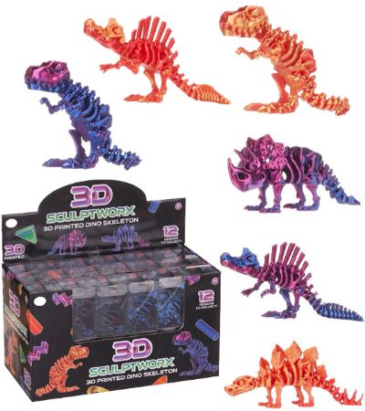Display Of 36x Sculptworx 3D Printed 11cm Dino Skeleton In Assorted Designs