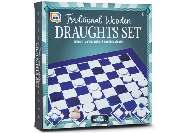 Games Hub - Traditional Wooden Draughts Set